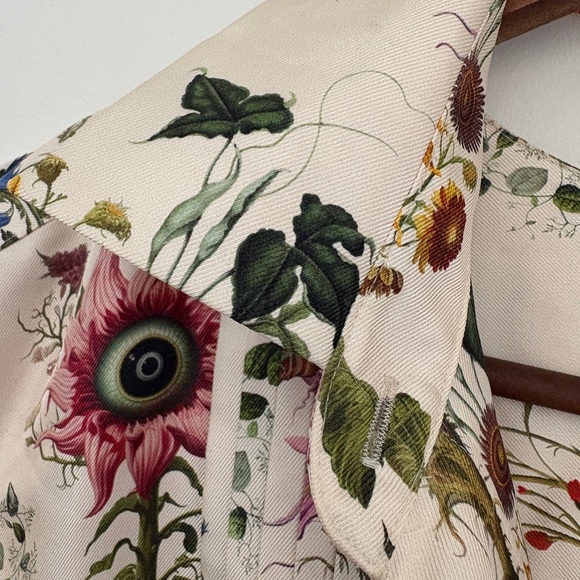 NWOT MONSE Floral Long Sleeve Dress - Cream, Red, Blue 100% silk - Picture 4 of 10